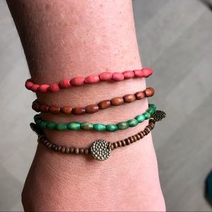 Wood Stretchy Bracelets Elastic Bangles Lot